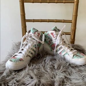 Floral adidas high top sneaker